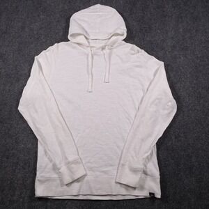 Faherty Sunwashed Slub Hoodie Mens L White Lightweight Pullover Organic Cotton